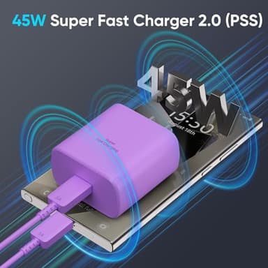 45W Super Fast Charger USB Type C Charger Cord 6.6FT with Android Phone Charger Fast Charging Block for Samsung Galaxy S25/S25 Ultra/S25+/S24 Ultra/S24/S24+/S23 Ultra/S23/S22/S20/S21/Note 20/Note 10 - Image 4