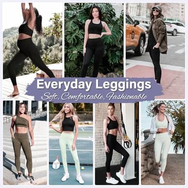 3 Pack Leggings with Pockets for Women,Butt Lift High Waisted Tummy Control Workout Yoga Pants Reg & Plus Size - Image 5