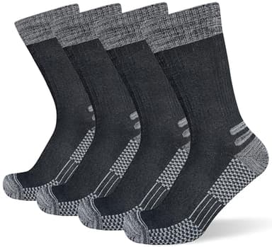 suaskk Men's Crew Work Boot Socks Thick Cushioned Moisture Wicking Hiking Sock 4 Pairs - Image 1