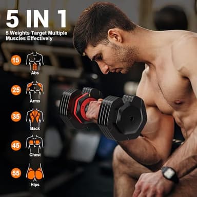 Rendpas Adjustable Dumbbells Set of 2, Select Weight Dumbbell Set, 5 in 1 Free Dumbbell Set with Anti-Slip Texture Handle, Weight Set For Home Gym Suit both Men and Women - Image 9