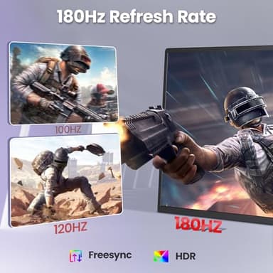 2K 180Hz Portable Monitor,23.8" 2560x1440 QHD 120% SRGB IPS FreeSync Gaming Moniter USB-C HDMI Large Work Home Office Second Monitor VESA Mountable, Adjustable Tilt & Height for Laptop, PS4,Xbox - Image 3