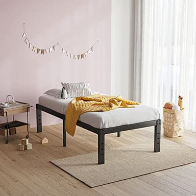 Neslime 14 Inch Twin Bed Frame No Box Spring Needed, Metal Platform Twin Size Bed Frame, Heavy Duty, Easy Assembly and Noise Free, Black - Image 2