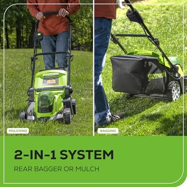 Greenworks 48V (2x24V) 17" Brushless Mower+12" String Trimmer +320CFM Blower,(2) 4.0Ah Batteries and 2A Dual Port Charger - Image 6