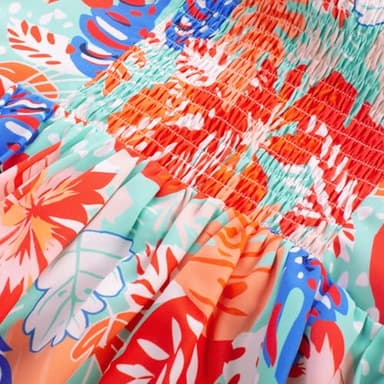 GRACE KARIN Womens Sundress Summer Floral Spaghetti Strap Tie Front V Neck A-Line Maxi Dresses - Image 6