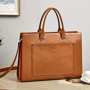 CLUCI Leather Briefcase for Women Laptop 15.6 Inch Professional Business Work Ladies Computer Handbag Shoulder Bag Brown - Image 8