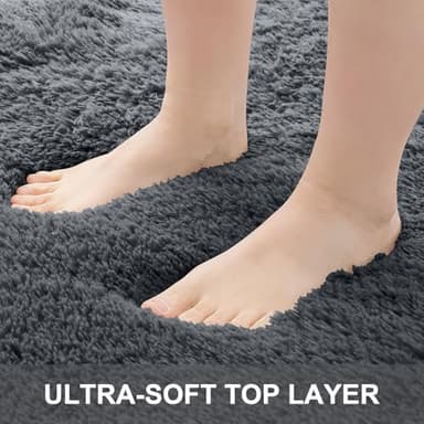 OLANLY Area Rugs for Living Room Bedroom, Machine Washable 4x5.9 ft Soft Fluffy Shaggy Bedside Rug, Indoor Floor Carpet for Kids Girls and Boys, Dorms, Nursery Rooms, Home Decor Aesthetic, Grey - Image 4