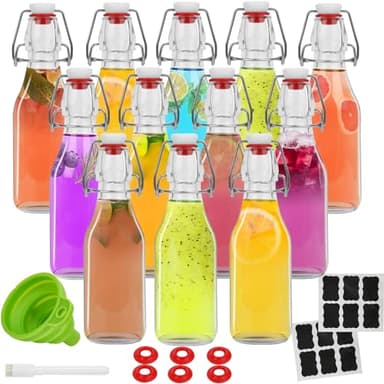 ZEBEIYU 12 Pack 8.5 oz swing top glass bottles,flip top glass bottle with airtight lid for home brewing,kombucha,kefir,vanilla extract,beer,oil,vinegar,homemade juices,soda,beverages,2nd fermentation - Image 1