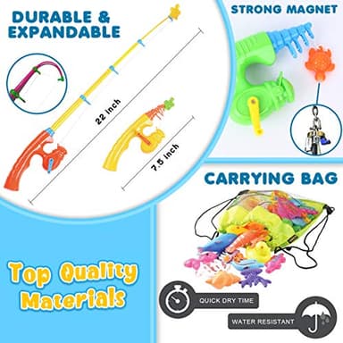 Goody King Magnetic Fishing Game Pool Toys for Kids - Bath Outdoor Indoor Carnival Party Water Table Toys Fish for Kids Age 3 4 5 6 Years Old 2 Players Gift (Large) - Image 4