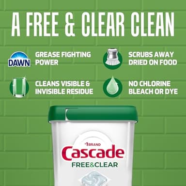 Cascade Free & Clear Dishwasher Pods, Dishwasher Detergent, Dish Detergent Soap, Lemon Essence, 47 Count - Image 3
