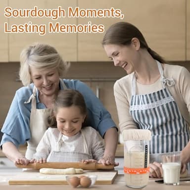 Sourdough Starter Jar Kit, 24oz Wide Mouth Glass Jar with Aluminum Lid, Silicone Scraper, Date Marked Feeding Band, Thermometer, Cloth Cover, Recipes, Sourdough Bread Baking Supplies - Image 2