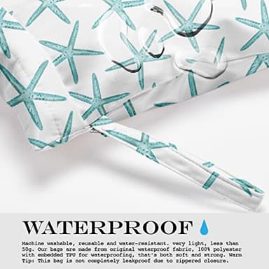 2 Pcs Wet Bag, Wet Dry Bag, Wet Bag for Swimsuit, Travel, Beach, Pool, Stroller, Diapers, Dirty Yoga Gym Clothes, Toiletries, Makeup Bag, Beach Bag Ocean Starfish Anchor Décor Birthday Gift for Women. - Image 6