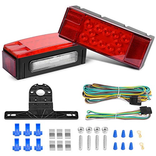 Nilight TL-20 2PCS Submersible Kit Low Profile Rectangular LED Stop Tail Turn Signal Side Marker Light on 12V RV Pickup Trucks Marine Boats Trailers, 2 Years Warranty,Red, White, Black - Image 1