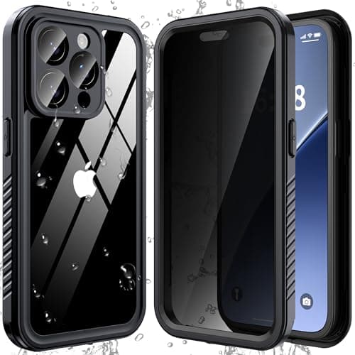 ANTSHARE for iPhone 14 Pro Case, with [Built-in Privacy Screen Protector] [IP 68 Waterproof], Anti-Peeping Adsorption Full Body Double Protective Case for iPhone 14 Pro, Black - Image 1