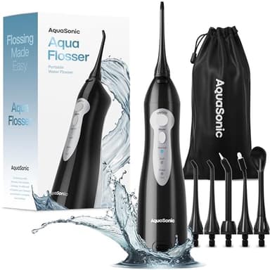 AquaSonic Aqua Flosser - Cordless Rechargeable Water Flosser for Teeth - Waterproof, Portable Oral Irrigator for Dental Cleaning with 5 Jet Tips – Braces Home Travel - Image 1