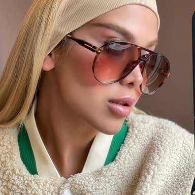 GUVIVI Retro Aviator Sunglasses for Women Men Oversized Classic 70s Vintage Trendy Square Aviators Tortoise Sun Glasses - Image 2