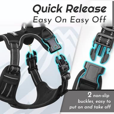 Eagloo Dog Harness for Large Dogs, No Pull Service Vest with Reflective Strips and Control Handle, Adjustable and Comfortable for Walking, No Choke Pet Harness with 2 Metal Rings, Black, L - Image 5
