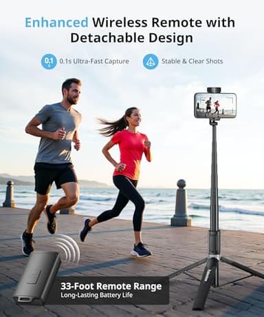 Selfie Stick Travel Tripod for iPhone Wireless Remote for Selfies, Extendable Selfie Stick for iPhone, iPhoneTripod for Video Recording, 60 inch, Black - Image 3