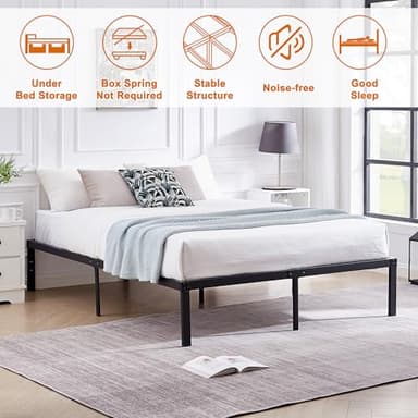 VECELO 14.2" Queen Size Bed Frame Metal Platform/Mattress Foundation/No Box Spring Needed - Image 4