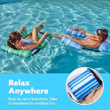 Sloosh Pool Floats Chairs Adult, 2 Packs Inflatable Pool Lounge Chairs,Blow up Hammock Pool Noodles Floats for Adults,Stripe Pattern Floating Water Chair for Pool Lake River(Stripe) - Image 5