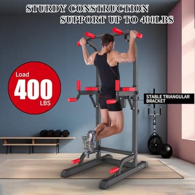 Power Tower Dip Station, Pull Up Bar Station & Multi-Function Gym Equipment For Home Strength Training Adujustable Height Up to 85.5",Load 350LBS - Image 2