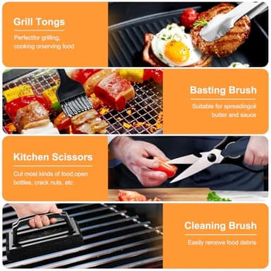 30pcs Griddle Accessories Kit for Blackstone Professional Flat Top Grill Tools, BBQ Spatula Gift Set with Basting Cover, Burger Press, Meat Injector, Thermometer, Tongs for Camping Backyard Teppanyaki - Image 6