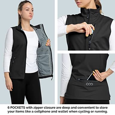 33,000ft Women's Lightweight Running Vest Outerwear with Pockets, Windproof Sleeveless Jacket for Golf Hiking Travel - Image 3