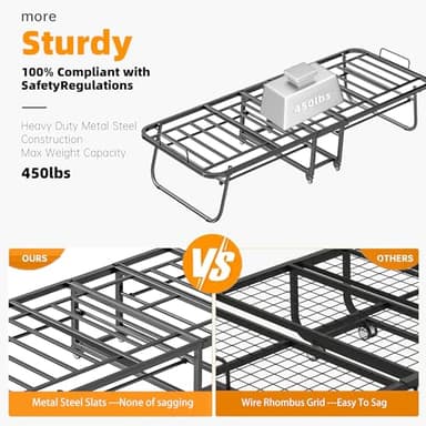Espsilto 75''x46'' Folding Bed with Mattress for Adults, Large Size Roll Away Bed for Guest, Portable Folded Mattress - Image 2