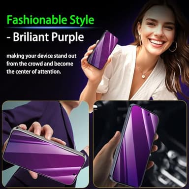 IMBZBK [Auto-Dust Removal] Colorful Privacy Screen Protector for iPhone 17 Pro Max [Private] Accessories, 3 Pack Anti Spy Anti-Blue Light Tempered Glass, Briliant Gradient Purple - Image 6