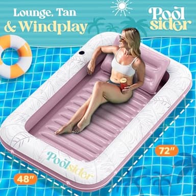 Premium Inflatable Tanning Pool Lounger | XL Inflatable Tanning Bed for Adults - 4 in 1 Multipurpose Suntan Tub | Pool Floats Adults, Inflatable Pool Float | Tanning Float - Sunbathing Pool Raft - Image 3
