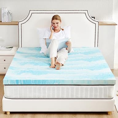 Sweetcrispy Mattress Topper Queen, 3 Inch Thick Memory Foam Gel Infused Cooling Toppers Pad for Queen Size Bed, Sleeper Sofa, RV, Camper, CertiPUR US Certified, Ventilated and Breathable, Blue - Image 7