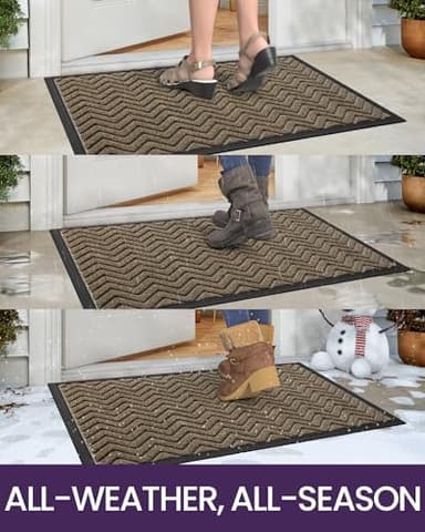 DEXI Front Door Mat Outside Entrance, 3x5 ft Rubber Entry Doormat Heavy Duty, Welcome Mats Non Slip for Inside House Floor Entryway Back Doors Exterior Patio, Chevron Brown - Image 5