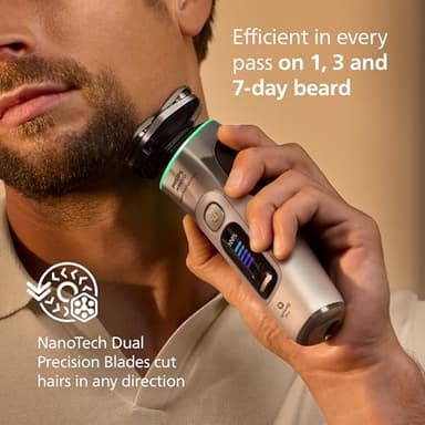 Philips Norelco Shaver i9000 Prestige Ultra, Wet & Dry Electric Shaver, White Gold, SenseIQ Pro Technology, Triple Lift & Cut System, 360 Rotating NanoTech Precision Blades, Beard Styler, XP9403/88 - Image 5