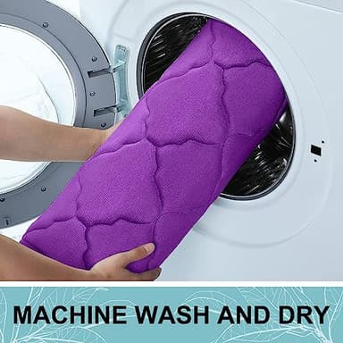 OLANLY Memory Foam Bath Mat Rug 47x24, Ultra Soft and Absorbent Bathroom Rugs, Non-Slip, Comfortable, Machine Washable Bath Carpet for Bathroom Floor, Tub, Shower and Home Decor Accessories, Purple - Image 7