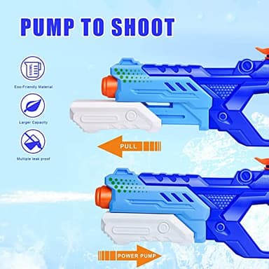 Quanquer 3 Pack Water Guns for Kids Adults - 600CC Squirt Water Toy Gun Super Blaster Soaker Long Range High Capacity Swimming Pool Beach Outdoor Fighting Toy for Boys Girls (Blue) - Image 4