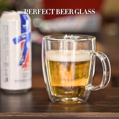 YUNCANG Double Wall Coffee Mugs, (4-Pcak) 16 Ounces-Clear Glass with Handle,lnsulated,Cappuccino,Tea,LatteCups,Beverage Glasses Heat Resistant - Image 7