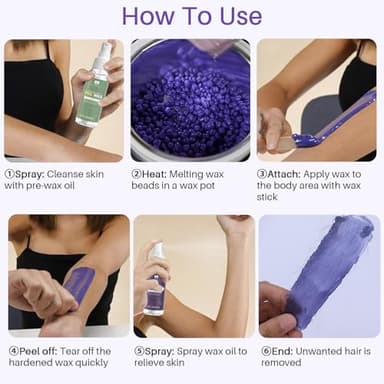 BLITZWAX Lavender Hard Wax Beads for Hair Removal - 1lb Coarse Hair Formula - Painless Wax for Sensitive Skin, Face, Full Body, Bikini - At-Home Waxing Beads for Women Men - Image 7