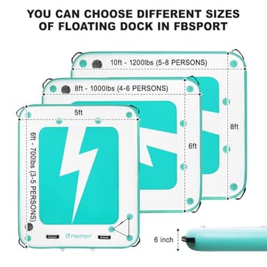 FBSPORT Inflatable Floating Dock, Inflatable Air Dock Platform Floating Island Raft with Non-Slip Surface, Inflatable Water Floating Dock Mat for Lake Pool Beach Ocean, 5x6x0.5 ft, Green - Image 5