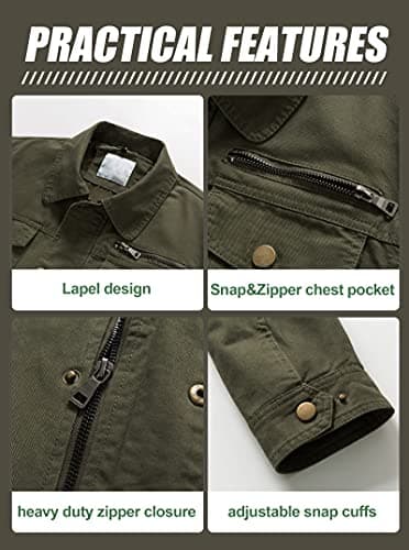 Pursky Men's Cotton Lightweight Jackets Spring Autumn Jacket For Men Slim Bomber Windbreaker Jackets Coat Army Green XS - Image 5