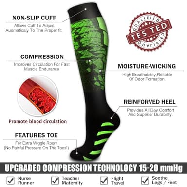 Bluemaple 6 Pack Copper Compression Socks for Women and Men Circulation-Best Support for Medical, Running,Nursing,Athletic - Image 5