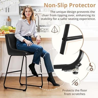 LUE BONA 26 Inch Counter Height Bar Stools Set of 6, Faux Leather Upholstered Barstools, Barstool with Back, Comfortable Bar Chairs, Modern Counter Stools for Kitchen Counter Island - Image 3