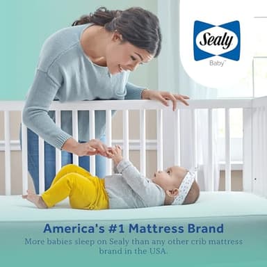 SEALY BABY OmniPedic Refresh Breathable Crib Mattress, GREENGUARD Gold Certified, Made in USA, Removable Knit Cover, 2 Stage, Toddler Bed Fit, Safety & Quality Tested, 52x28 - Image 14