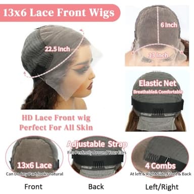 200 Density Chocolate Brown Lace Front Wig Human Hair 30 Inch 13x6 HD Deep Wave Lace Front Wigs Human Hair Colored Deep Curly Lace Frontal Wigs Glueless Wig for Woman Pre Plucked with Natural Hairline - Image 6