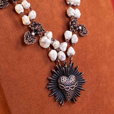 Montana West Wrangler Chunky Turquoise Carved Pendant Jewelry Set for Women Cowgirl Western Statement Necklace Earring - Image 6