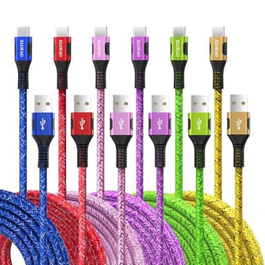 XIAWAO USB to USB C Cable, (6-Pack) Type C Charger Cord Fast Charging for iPhone 17/17 Pro/17 Pro Max/17 Air/16/16e/16 Pro/16 Pro Max/15/15 Pro/15 Pro Max, Galaxy S25 S24 S23 A55 A35 A17 A16, Moto g - Image 1
