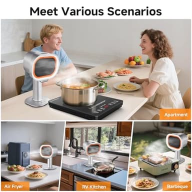 Portable Range Hood - 4-Speed Adjustable Exhaust Fan with Telescoping Height & 40° Tilt Low Noise 52dB, Large-Caliber Aluminum Filter + Oil Cup & 10 Carbon Cotton Filters for Indoor BBQ/Hot Pot/RV - Image 9