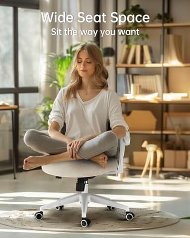 Hbada Office Desk Chair with Flip-Up Armrests and Saddle Cushion, Ergonomic Office Chair with S-Shaped Backrest, Swivel, Mesh, Grey - Image 7