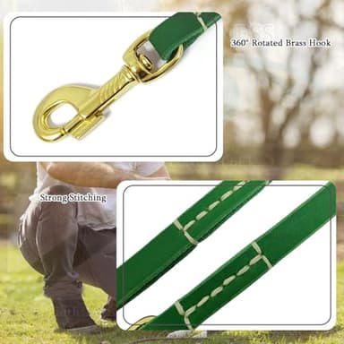 LWBMG Leather Dog Leash for Small Dogs 6ft, Heavy Duty Pet Lead, Soft Genuine Leather Leash for Small Medium Dogs（1/2" X 6', Green） - Image 4
