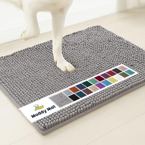 Muddy Mat® AS-SEEN-ON-TV Highly Absorbent Microfiber Door Mat and Pet Rug, Non Slip Thick Washable Area and Bath Mat Soft Chenille for Kitchen Bathroom Bedroom Indoor and Outdoor - Grey XXXL 72"X48" - Image 1