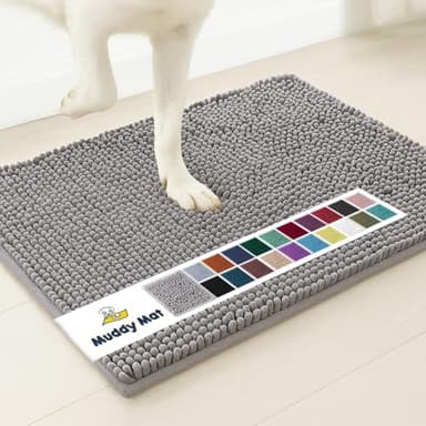Muddy Mat® AS-SEEN-ON-TV Highly Absorbent Microfiber Door Mat and Pet Rug, Non Slip Thick Washable Area and Bath Mat Soft Chenille for Kitchen Bathroom Bedroom Indoor and Outdoor - Grey XXXL 72"X48" - Image 1