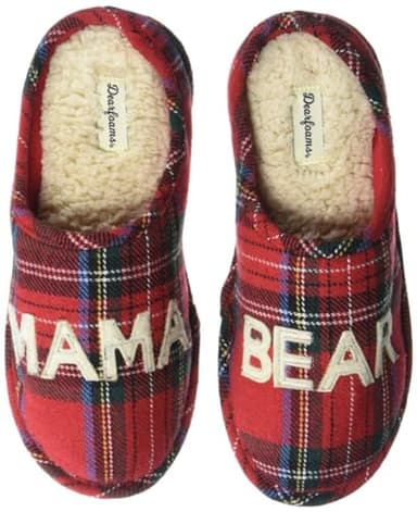 Dearfoams Women's Gifts for Mom Cute Cozy Mothers Day Mama Bear Slipper, Tartan Plaid, 7-8 - Image 6